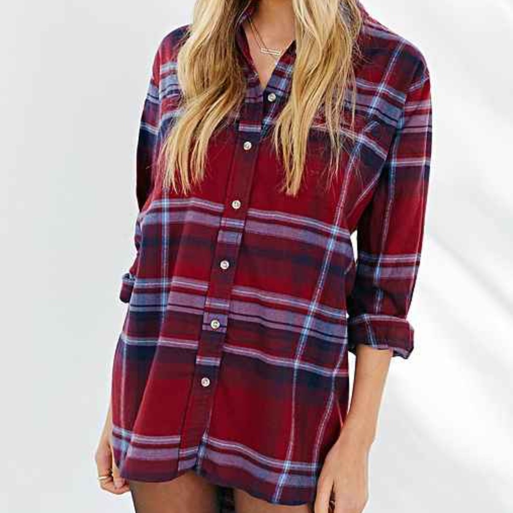 BDG Oversized Flannel Button-Down Shirt